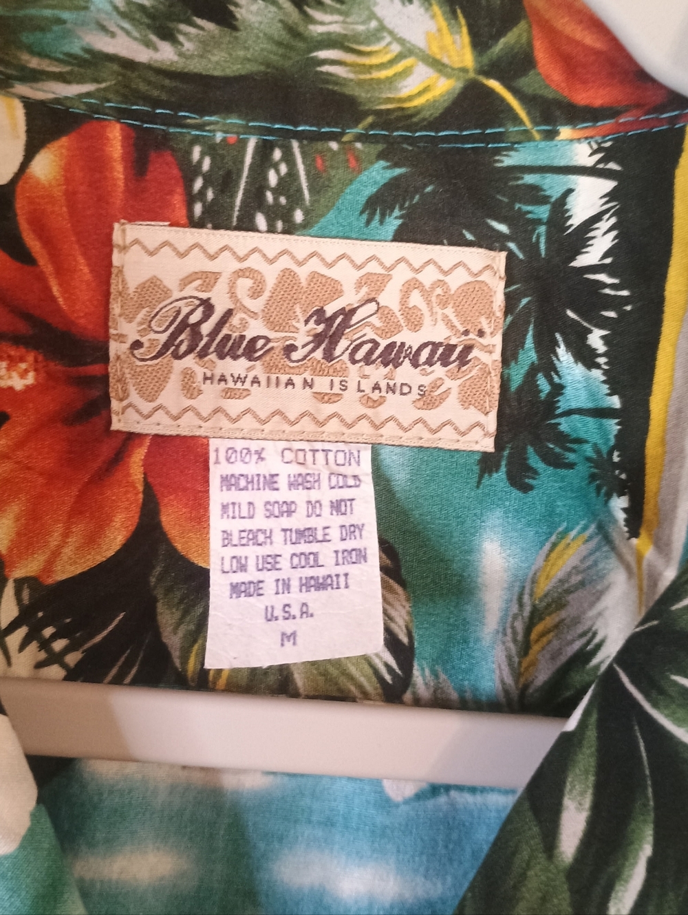 Blue Hawaii Tropical Floral Shirt 70s Mens Size M - Picture 4 of 4